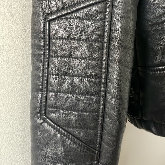 Miss Selfridge Black Faux Leather Biker Jacket size 0 - Picture 3 of 12